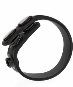 Lynk Pleasure Products Quick 3 Snap Adjustable Black Silicone Cock Ring For Men