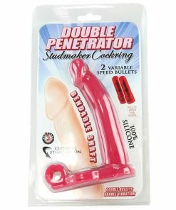 NassToys Cock Rings Silicone Double Penetrator Studmaker Vibrating Cock Ring Red By Nass Toys
