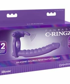 Pipedream Products Silicone Double Penetrator Vibrating Rabbit Cock Ring Purple By Pipedream