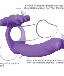 Pipedream Products Silicone Double Penetrator Vibrating Rabbit Cock Ring Purple By Pipedream