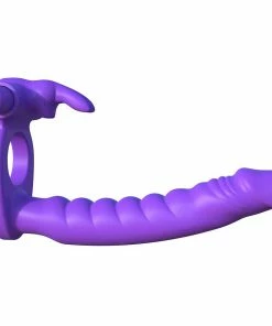 Pipedream Products Silicone Double Penetrator Vibrating Rabbit Cock Ring Purple By Pipedream