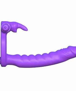 Pipedream Products Silicone Double Penetrator Vibrating Rabbit Cock Ring Purple By Pipedream