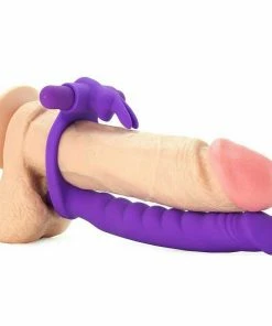 Pipedream Products Silicone Double Penetrator Vibrating Rabbit Cock Ring Purple By Pipedream
