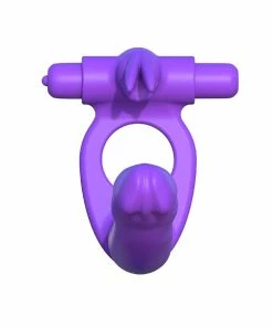 Pipedream Products Silicone Double Penetrator Vibrating Rabbit Cock Ring Purple By Pipedream