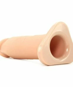 Pipedream Products Sheaths & Sleeves Silicone Penis Extension Sleeve 8 Inch Tan Hollow Strap On X-Tensions