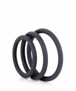Silicone Thin Cock Ring 3 Pack By Optimale Black Cock Rings