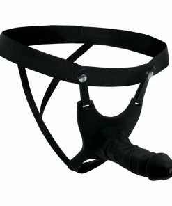 Sheaths & Sleeves 6 Inch Realistic Hollow Black Silicone Strap On For Men By Size Matters