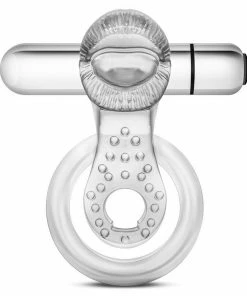 Stay Hard 10 Function Vibrating Clear Tongue Cock And Ball Ring By Blush Novelties