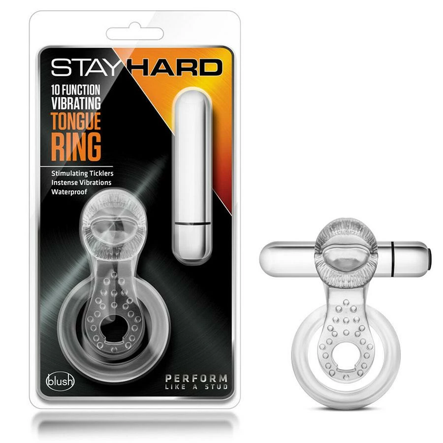 Stay Hard 10 Function Vibrating Clear Tongue Cock And Ball Ring By Blush Novelties 3 Stay Hard 10 Function Vibrating Clear Tongue Cock And Ball Ring By Blush Novelties