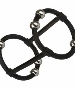Steel Beaded Black Silicone Penis Enhancer Cage By Cal Exotics Cock Rings