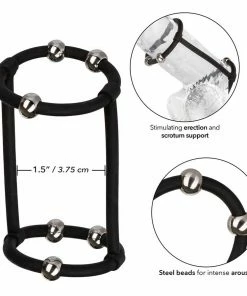 Steel Beaded Black Silicone Penis Enhancer Cage By Cal Exotics Cock Rings