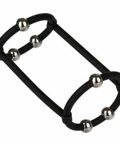Steel Beaded Black Silicone Penis Enhancer Cage By Cal Exotics Cock Rings