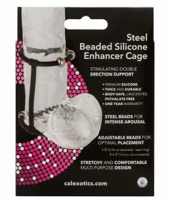 Steel Beaded Black Silicone Penis Enhancer Cage By Cal Exotics Cock Rings