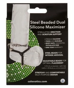 Steel Beaded Dual Black Silicone Maximizer Cock Ring By Cal Exotics Cock Rings