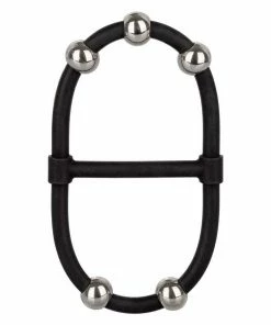 Steel Beaded Dual Black Silicone Maximizer Cock Ring By Cal Exotics Cock Rings
