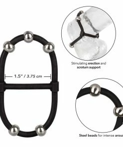 Steel Beaded Dual Black Silicone Maximizer Cock Ring By Cal Exotics Cock Rings