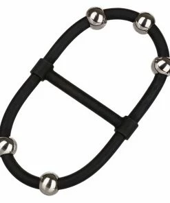Steel Beaded Dual Black Silicone Maximizer Cock Ring By Cal Exotics Cock Rings