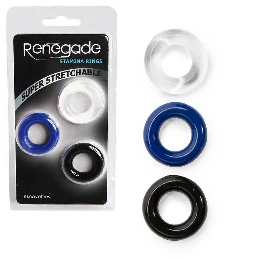 NS Novelties Stretchy Stamina Cock Rings 3 Pack By Renegade 3 NS Novelties Stretchy Stamina Cock Rings 3 Pack By Renegade