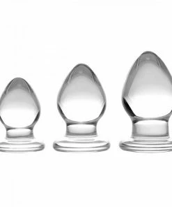 Triplets 3 Piece Clear Glass Anal Plug Trainer Kit By Trinity Vibes