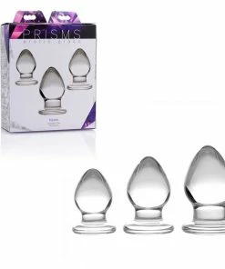 Triplets 3 Piece Clear Glass Anal Plug Trainer Kit By Trinity Vibes