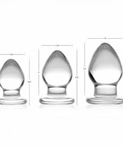 Triplets 3 Piece Clear Glass Anal Plug Trainer Kit By Trinity Vibes