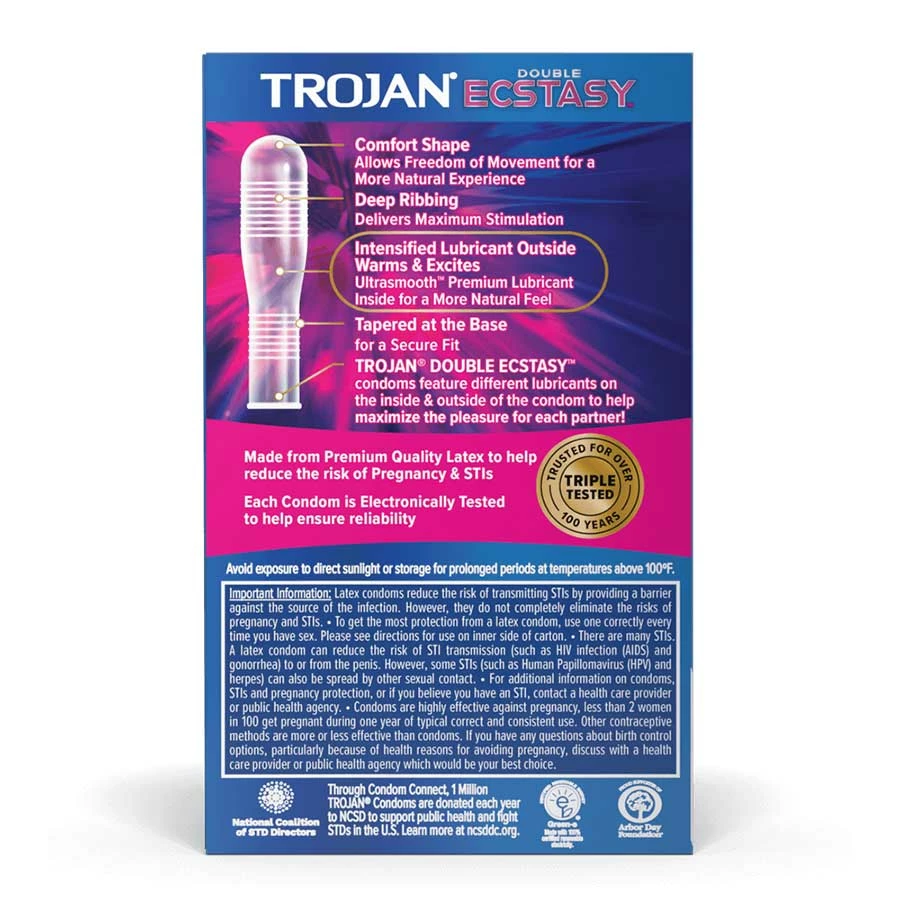 Prolonging Condoms Trojan Double Ecstasy Ribbed Latex Condoms 10 Pack 6 Prolonging Condoms Trojan Double Ecstasy Ribbed Latex Condoms 10 Pack