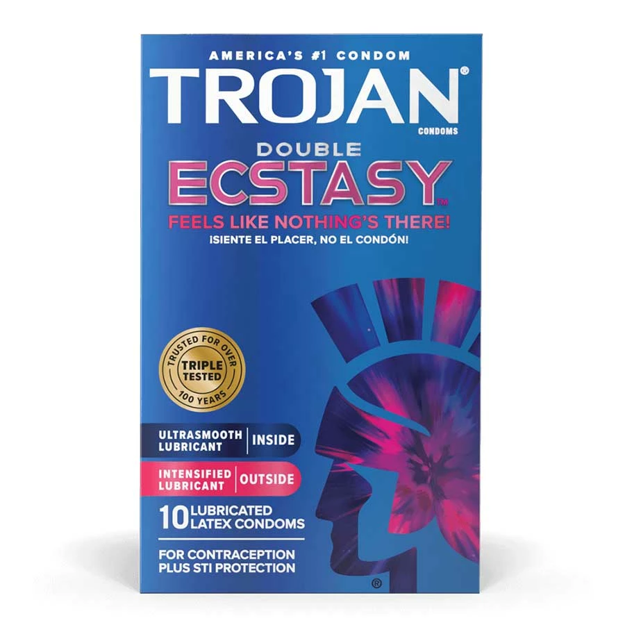 Prolonging Condoms Trojan Double Ecstasy Ribbed Latex Condoms 10 Pack 3 Prolonging Condoms Trojan Double Ecstasy Ribbed Latex Condoms 10 Pack