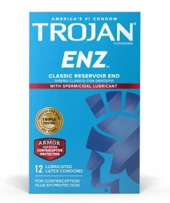 Trojan ENZ Armor Latex Condoms With Spermicidal Lubricant 12 Pack