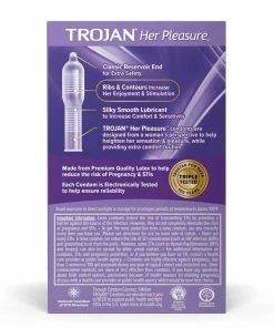 Trojan Her Pleasure Latex Condoms 12 Pack Prolonging Condoms