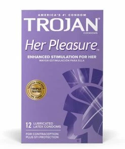 Trojan Her Pleasure Latex Condoms 12 Pack Prolonging Condoms
