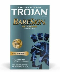 Prolonging Condoms Trojan Sensitivity BareSkin Lubricated Condoms 10 Pack