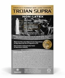 Trojan Supra Microsheer Non Latex Lubricated Condoms 6 Pack Prolonging Condoms