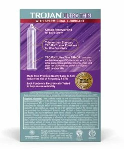 Trojan Ultra Thin Armor Latex Condoms With Spermicidal Lubricant 12 Pack