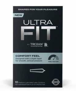Trojan Ultrafit Comfort Feel Latex Condoms 10 Pack Prolonging Condoms