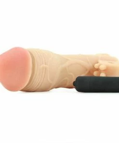 Pipedream Products Vibrating 2 Inch Tan Penis Extension Sleeve Real Feel X-Tensions Sheaths & Sleeves