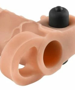 Pipedream Products Vibrating 2 Inch Tan Penis Extension Sleeve Real Feel X-Tensions Sheaths & Sleeves