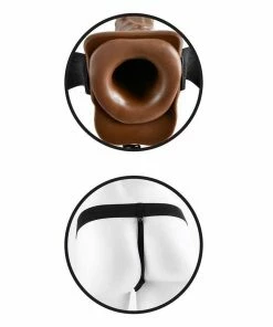 Fetish Fantasy Vibrating 7 Inch Brown Hollow Strap-On Penis Extension With Balls