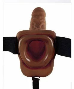 Fetish Fantasy Vibrating 9 Inch Brown Hollow Strap-On Penis Extension With Balls Sheaths & Sleeves