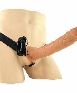 Fetish Fantasy Vibrating Penis Extension Sleeve 11 Inch Hollow Tan Strap On Sheath