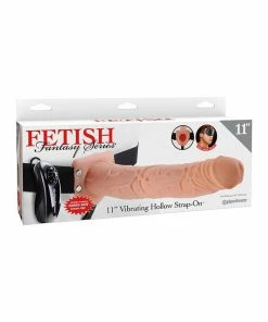 Fetish Fantasy Vibrating Penis Extension Sleeve 11 Inch Hollow Tan Strap On Sheath