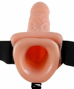 Fetish Fantasy Vibrating Penis Extension Sleeve 11 Inch Hollow Tan Strap On Sheath