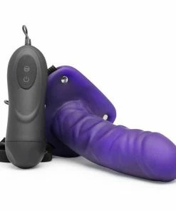 Healthy Vibes Vibrating Penis Extension Sleeve 7 Inch Hollow Purple Strap-On Cock Sheath