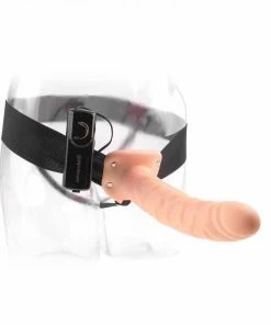 Fetish Fantasy Sheaths & Sleeves Vibrating Penis Extension Sleeve 8 Inch Hollow Tan Strap On Sheath