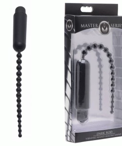 Master Series Urethral Sounds & Penis Plugs 9.5 Inch Dark Rod Vibrating Beaded Silicone Urethral Sound For Men