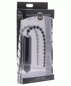 Master Series Urethral Sounds & Penis Plugs 9.5 Inch Dark Rod Vibrating Beaded Silicone Urethral Sound For Men