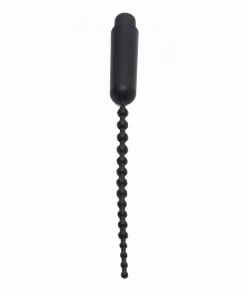 Master Series Urethral Sounds & Penis Plugs 9.5 Inch Dark Rod Vibrating Beaded Silicone Urethral Sound For Men